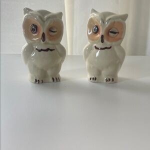 Shawnee pottery Vintage Winking Owl Salt and Pepper Shakers 1930s-1940.  Rare